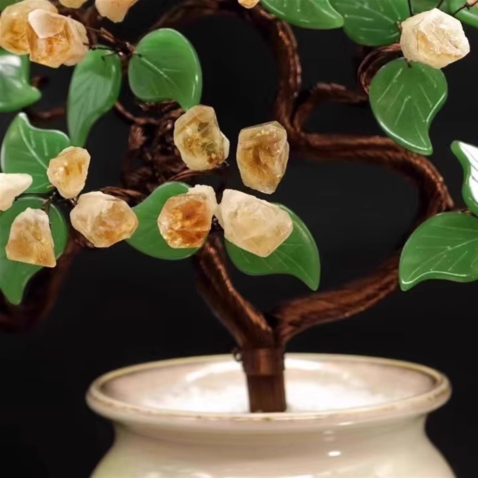 Ornament Cytryn Fortune Drzewo Naturalne Kryształowe Pieniądze Feng Shui Kamień szlachetny Uzdrawiający Życie Z Garnkiem Ceramiczna Podstawa Do Domowego Biura Szczęście Kryształowe Prezenty Drzewo
