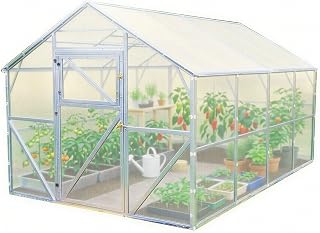 Classic Stahl Gewächshaus 250x600x220 cm, 6 mm HKP, mit Fundament