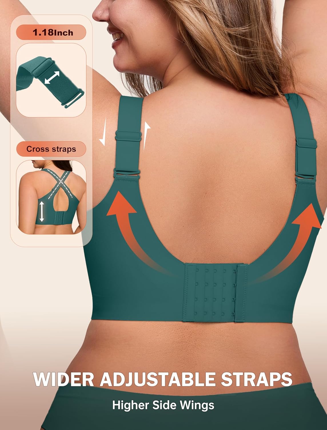 LetsJoli Bras for Women Supportive Wireless Push Up Bra Full Coverage No Underwire Seamless Plus Size for Older Women