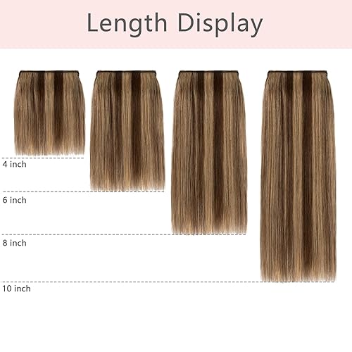 Miniatura 6 de FUOTONBUTY 1 extensiones de cabello corto con clip de 6 pulgadas, balayage, rubio trigo a rubio decolorado, extensiones de cabello humano para