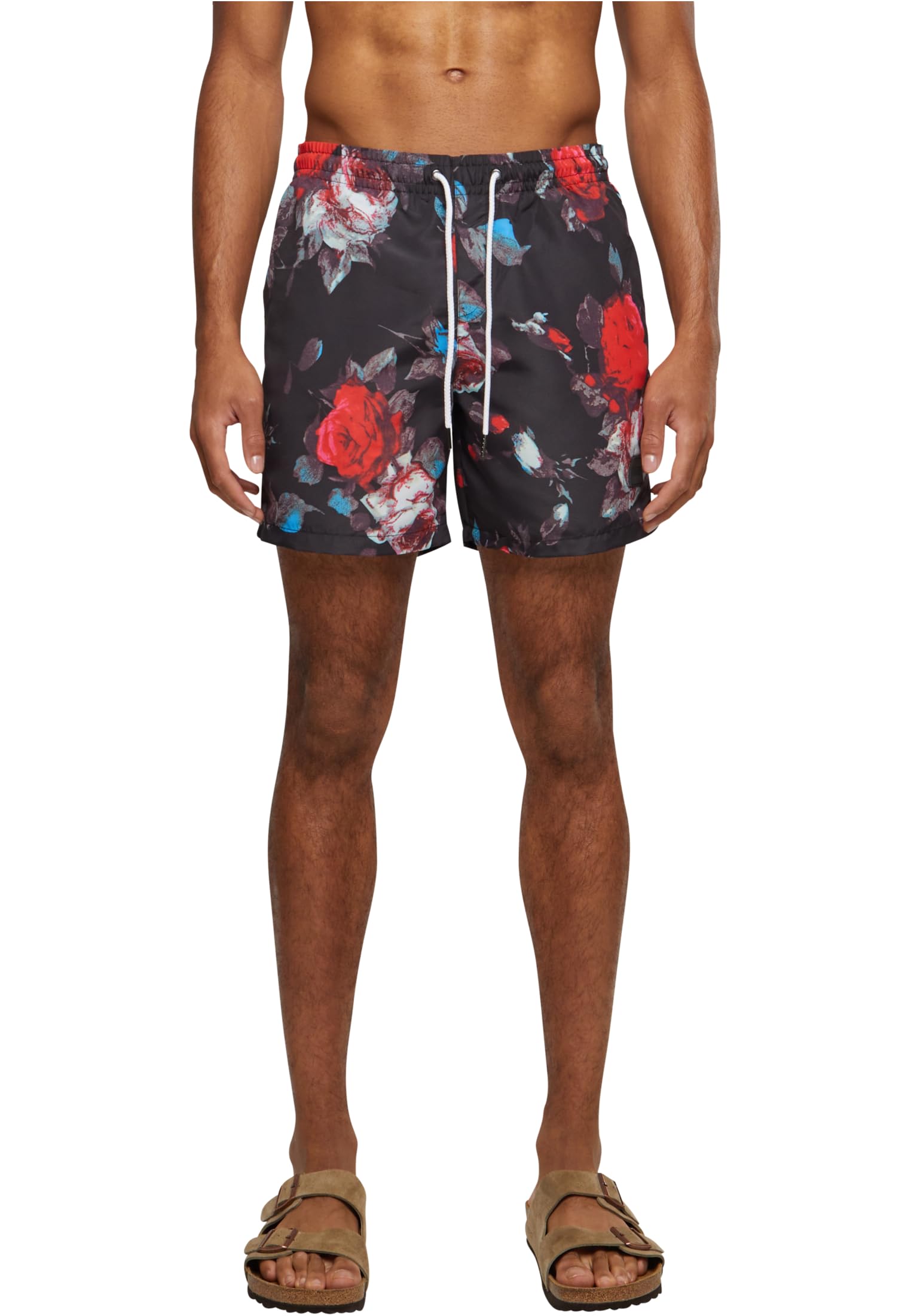 Urban Classics Pattern Swim Shorts Palm Männer Badeshort schwarz/Oliv Basics, Streetwear