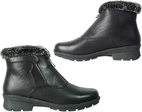 Miniatura 4 de KOZI Freno de hielo de Canadá para mujer, impermeable, para invierno, nieve, antideslizante, con forro de piel, doble cremallera o cremallera