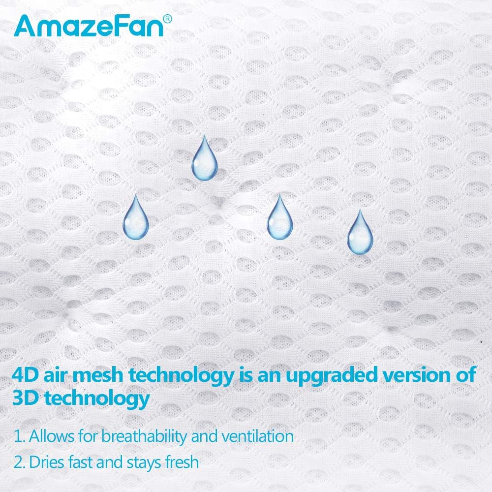 White 4D Air Mesh Bath Pillow with Suction Cups