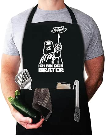 Star Wars Grillschürze 'Ich Bin Dein Brater' - Mit 4 Taschen | 95cm Universal Größe