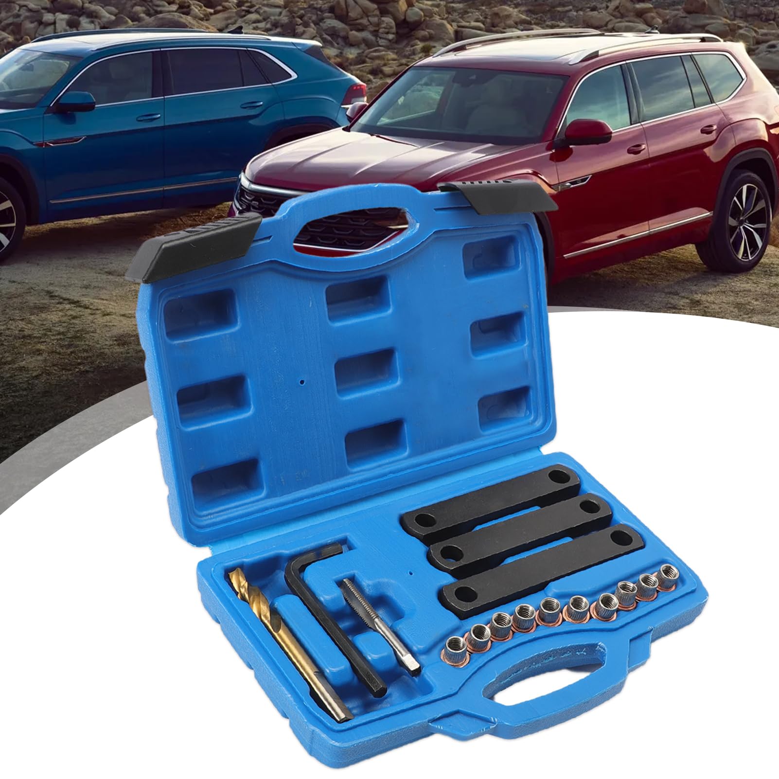 16 Pezzi compatibili con V*W 0P*El F0*rd Kit di Riparazione Filettatura Freno M9 x1,25 Set di Riparazione Filettatura