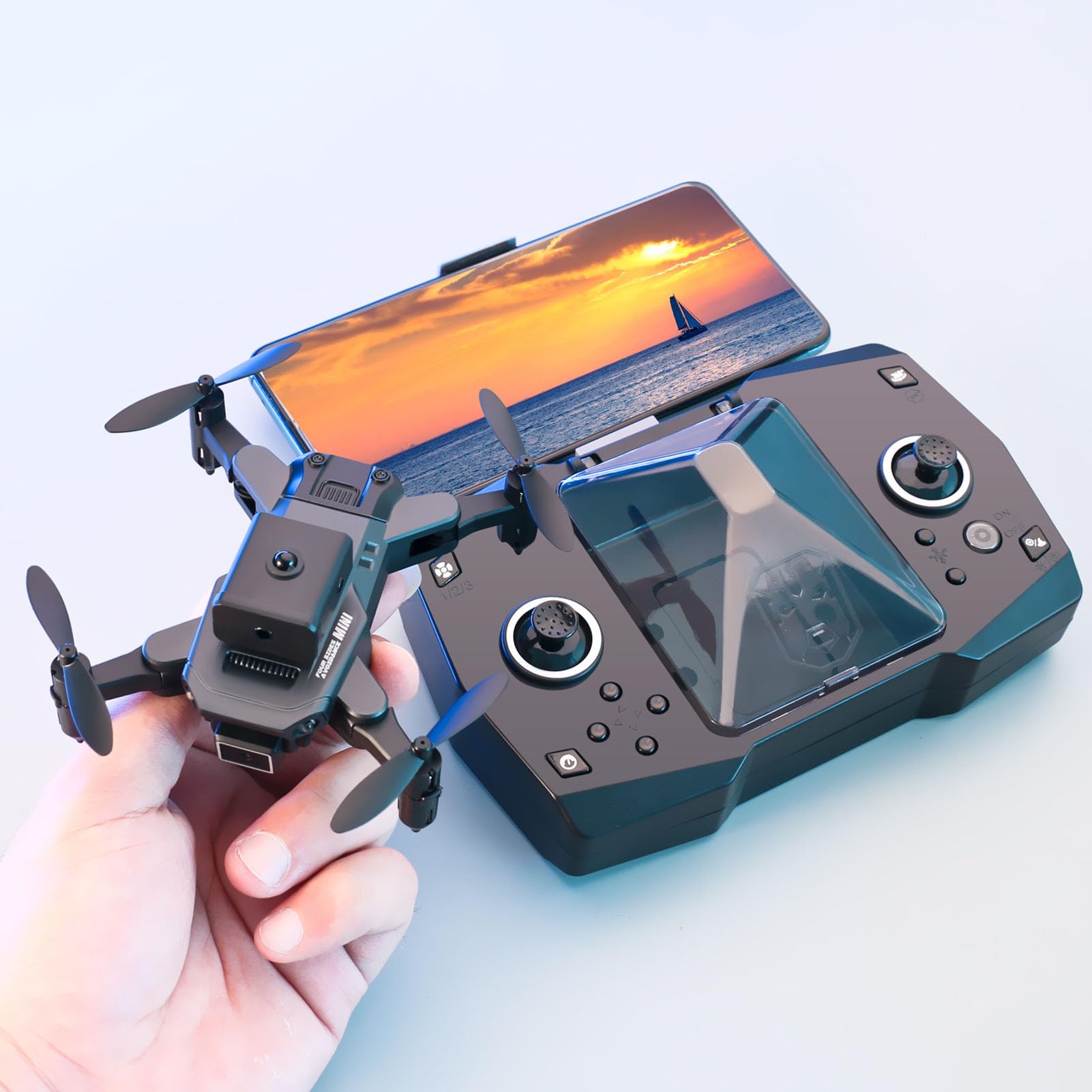 Mini Dron HD dla Dorosłych i Początkujących, Drony FPV z Utrzymywaniem Wysokości, Bezprzewodowy Składany Quadcopter, Uruchamianie Jednym Przyciskiem, Obracanie 3D