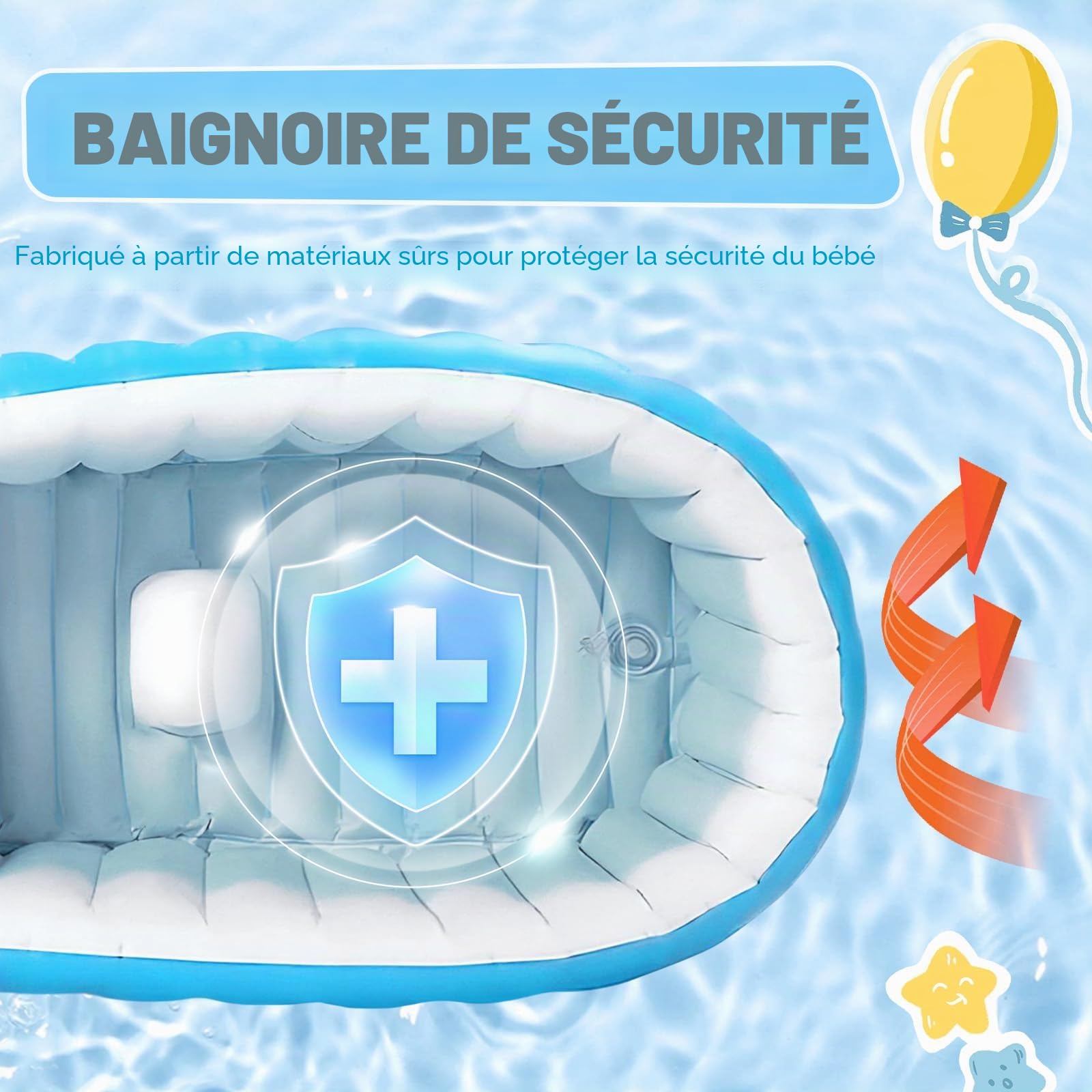 Baignoire Gonflable pour Bébé Portable avec Pompe à Air Mini Piscine Nouveau-né