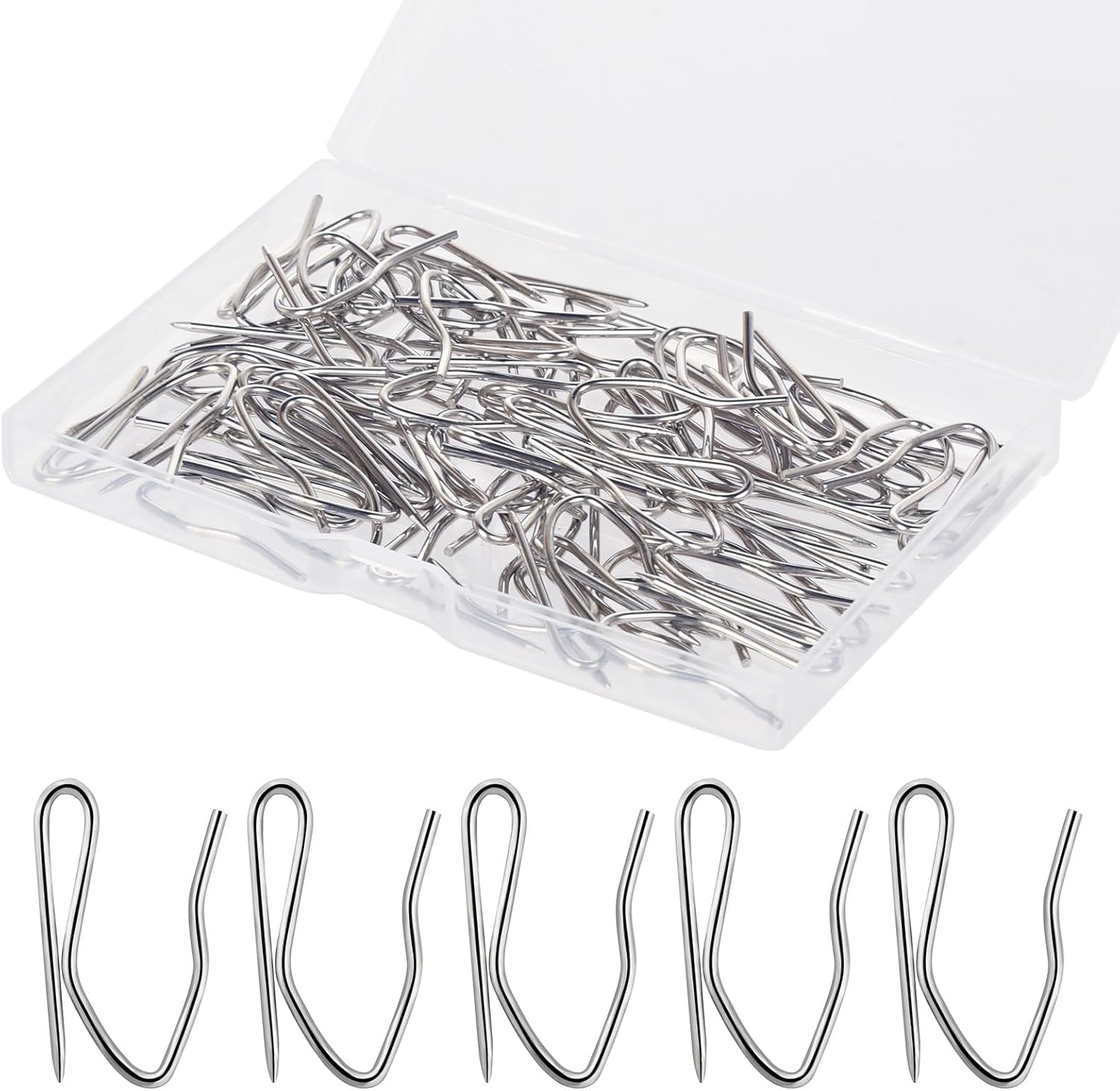 Nydotd 58PCS Rustproof Curtain Hooks, 1.2 Inch Stainless Steel Pin-On Hooks