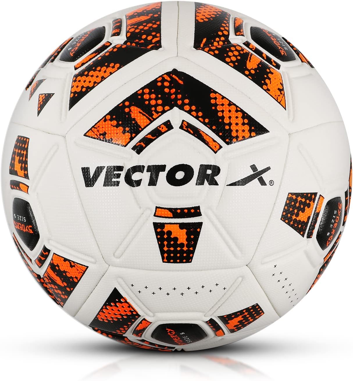 Vector X 12 Panel Synergy Thermofused Emboss PU Indoor/Outdoor Water-Resistant Football with SR Bladder, White-Orange, Size 5, Suitable for Match and Training for Adults 15+ Years