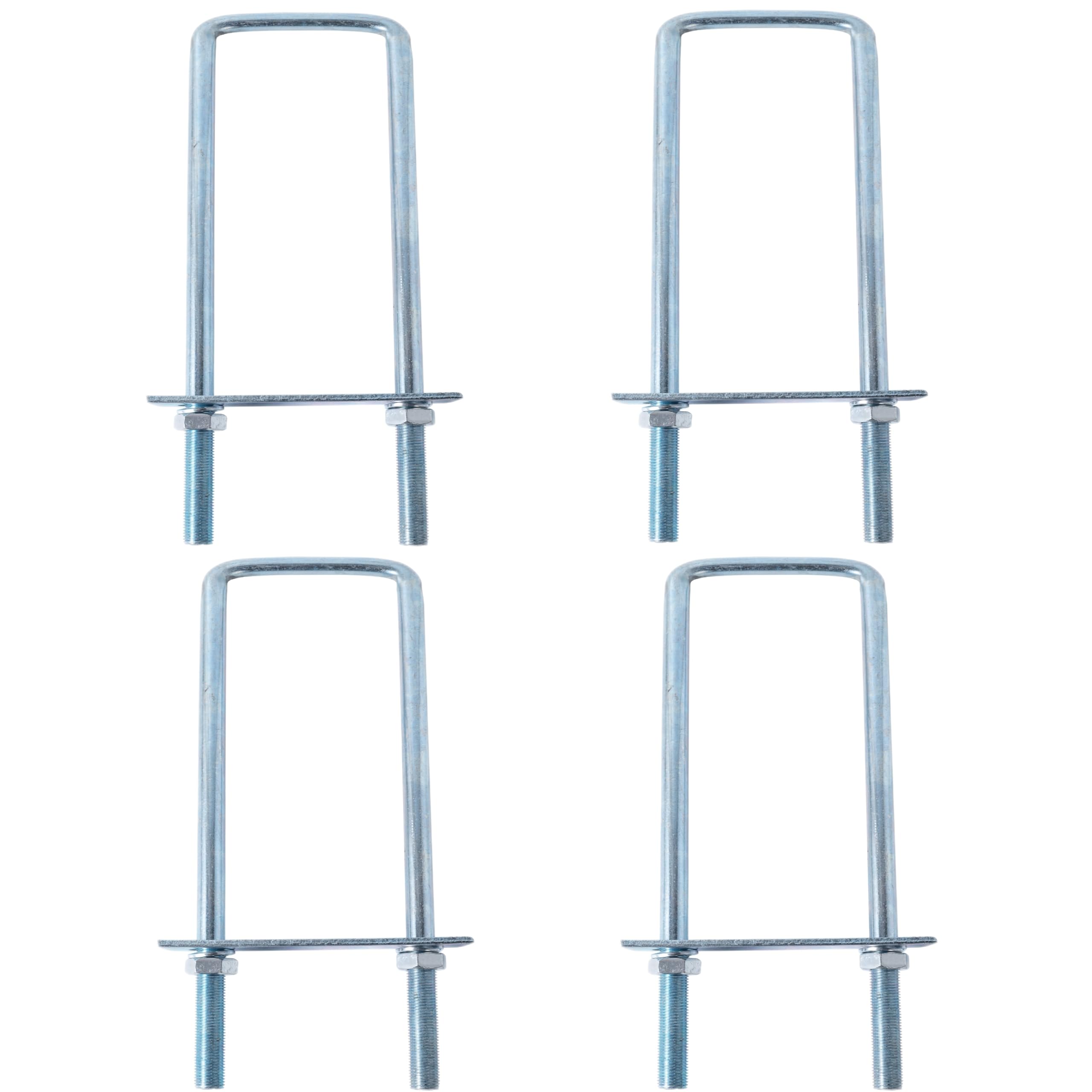 Kit di 4 bulloni a U quadrati robusti: larghezza interna 8,9 cm x lunghezza gamba 50,8 cm, con piastre e dadi per rimorchio di automobili
