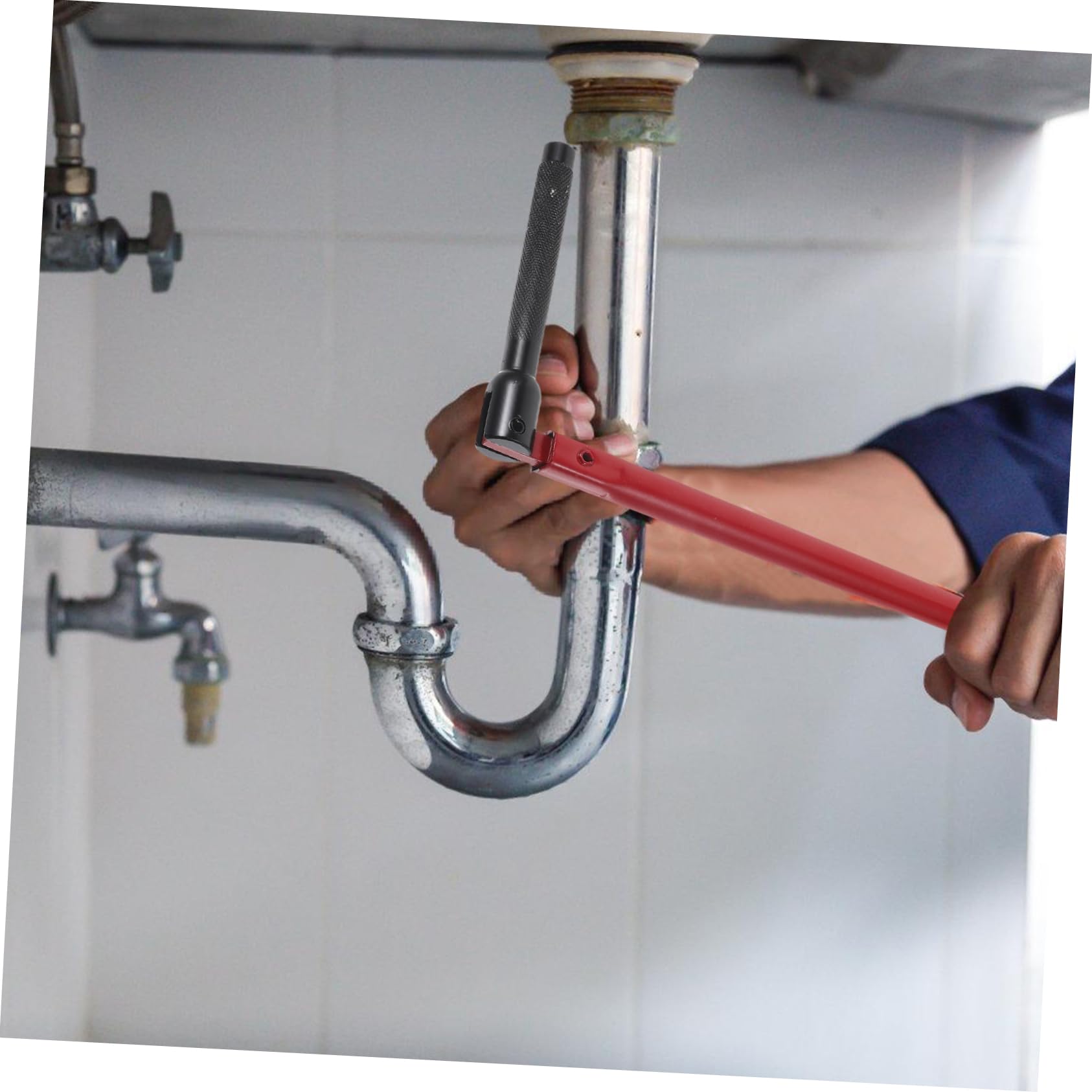 BESTonZON Clé à Eau pour Robinet de Salle de Bain, Acier au Carbone, 1 Set | Outil D’installation Retrait, Anti-dérapant, Large Plage D’usage, pour Buses de Bain