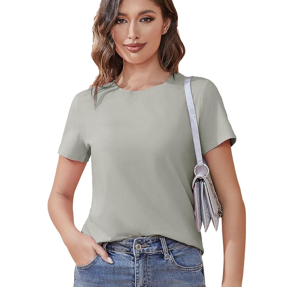 SanaRazo Cotton Short Sleeve T Shirts for Women Basic Tee