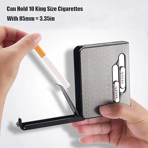 Miniatura 4 de OLDENDO Caja de cigarrillos con encendedor, 10 cajas de cigarrillos de tamaño regular, soporte de expulsión automática integrado con encendedor de