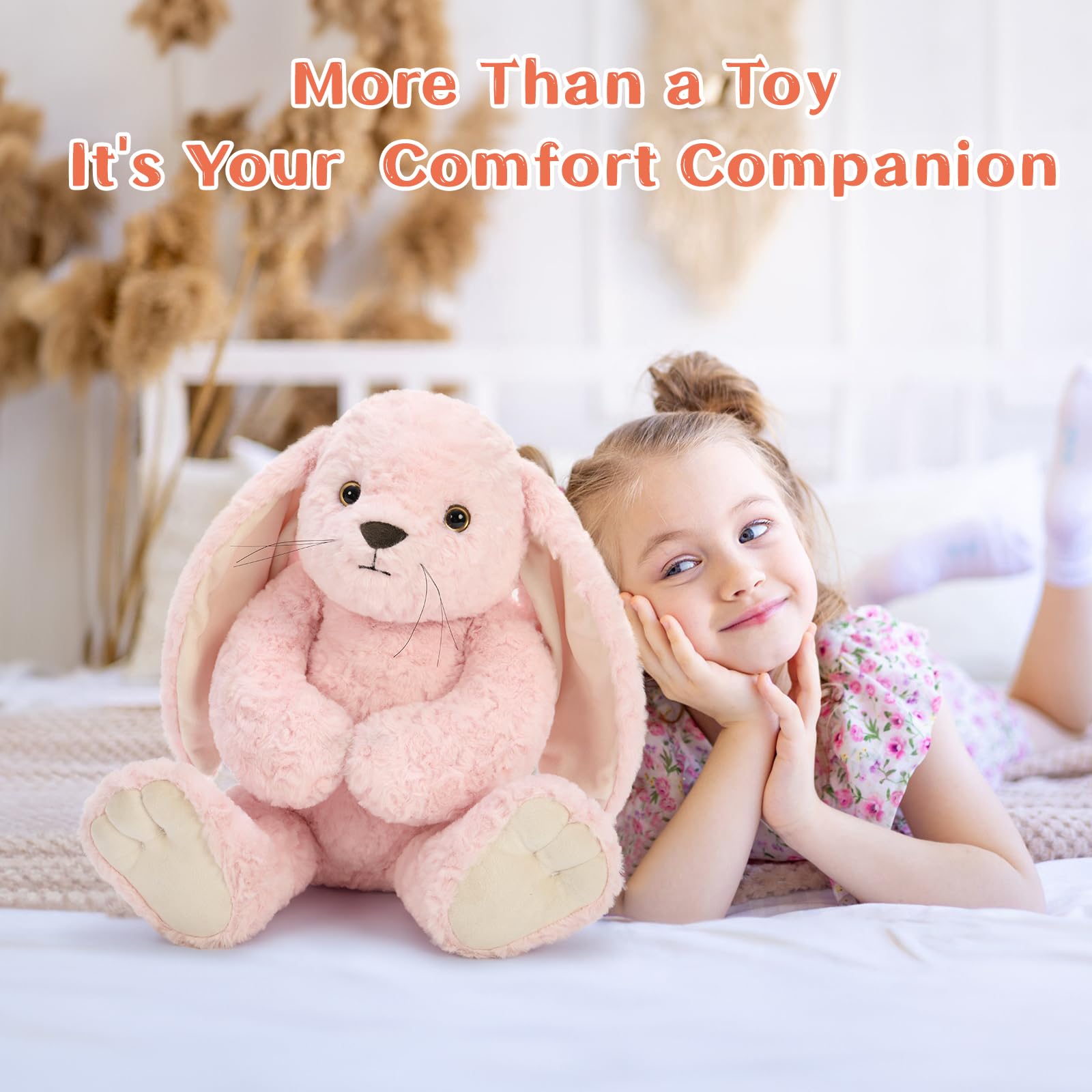 MorisMos 45cm Hase Kuscheltier XXL, groß hase plüschtier stofftier, Geburtstag Ostern Geschenk für Kinder Baby Mädchen als Ostern deko Puppe