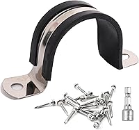 Heavy Duty 304 Stainless Steel Pipe Clamps with EPDM Rubber Cushion - 2 Inch (60mm) SCH Conduit Clips, 12 Pack