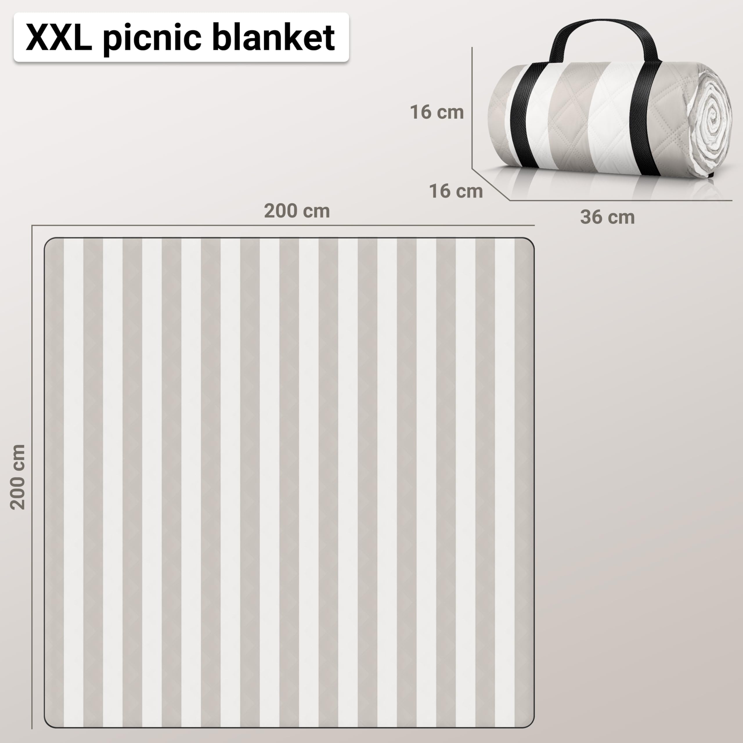 HOEL Coperta Picnic Impermeabile 200x200 cm Stuoia Mare Imbottita Telo da Spiaggia