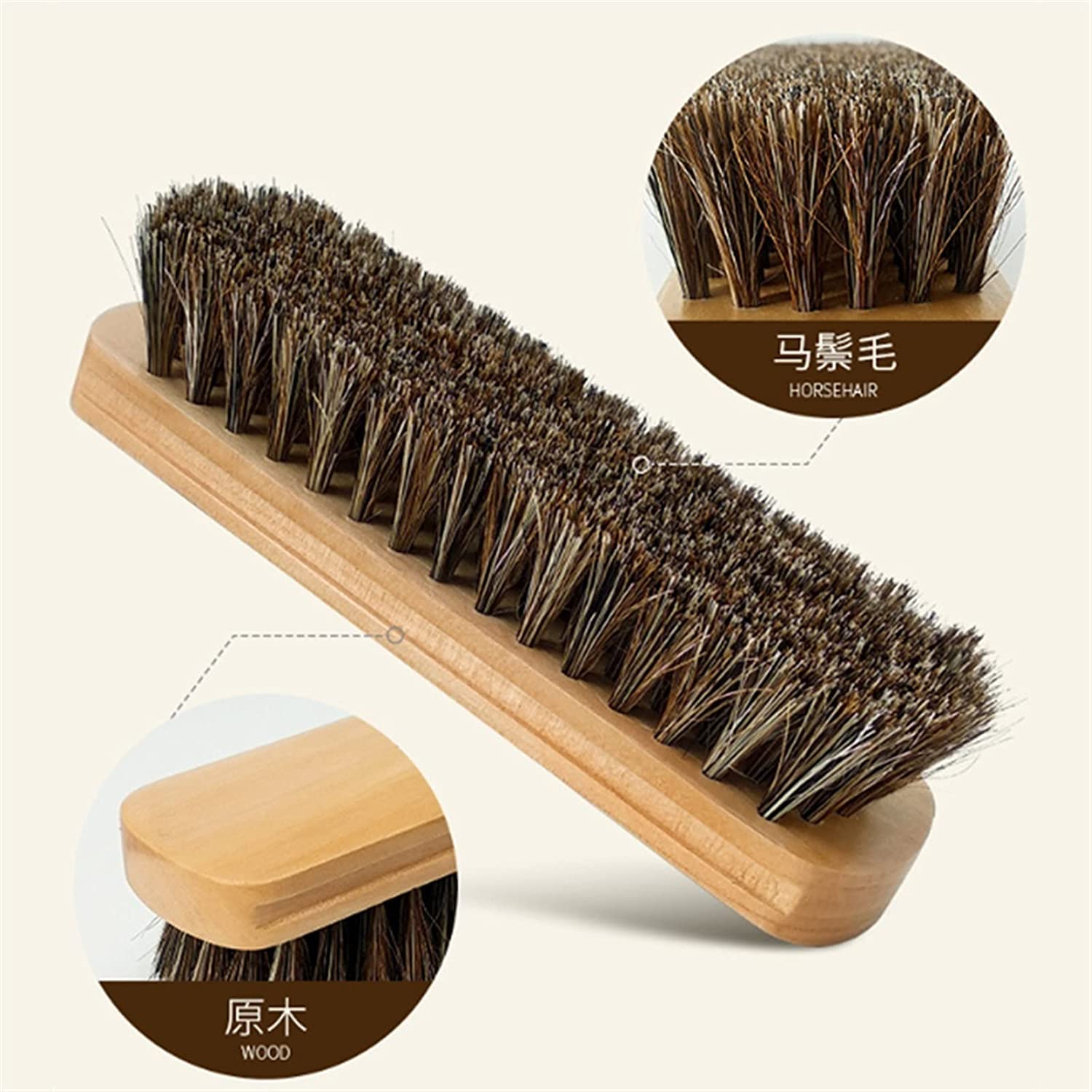 Cepillo for Zapatos, 1 Paquete Cepillo de Crin de Caballo de Madera Herramienta de Pulido Suave de Cuero Natural Cepillo for Zapatos