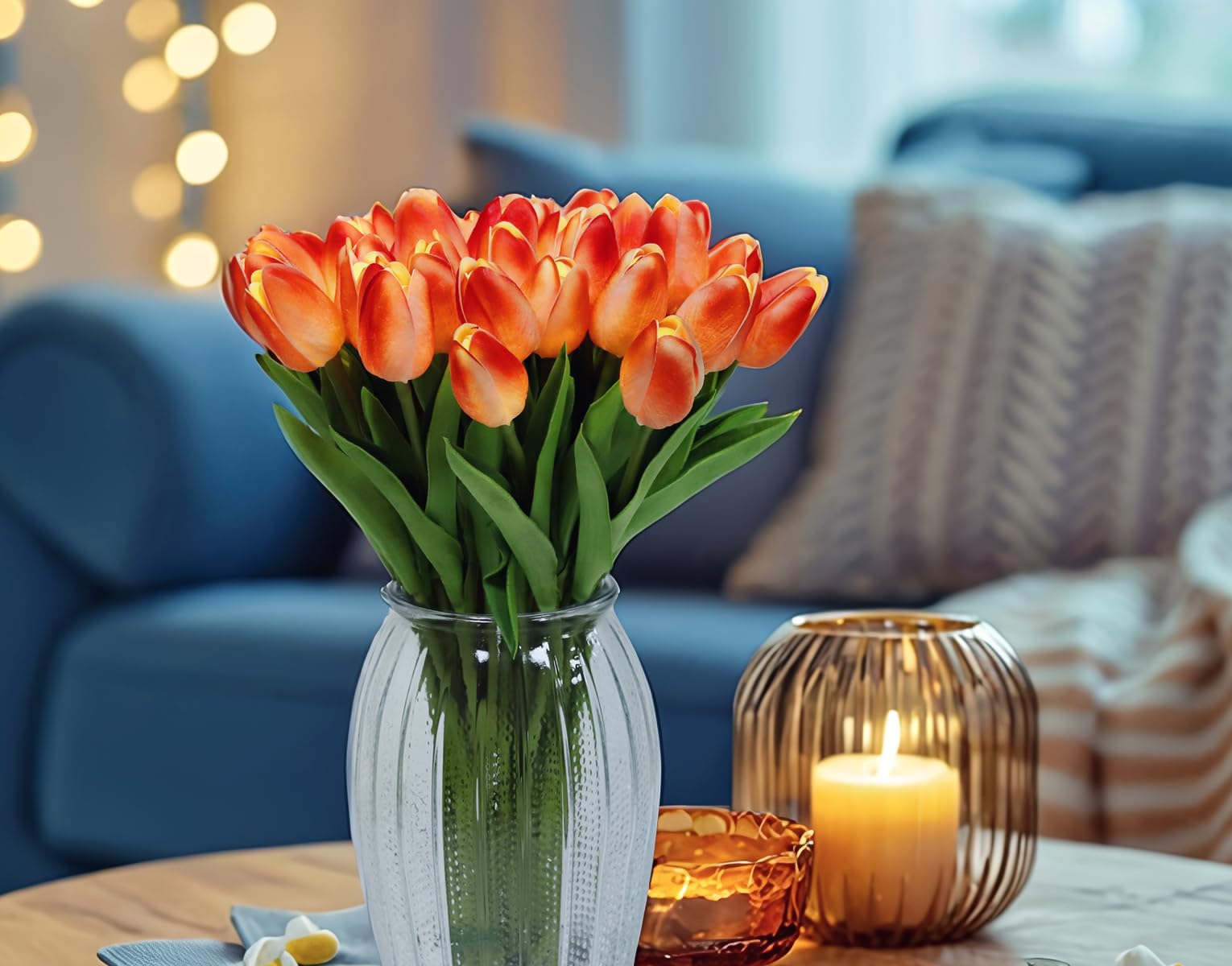 HOMESEASONS 20 Stück Tulpenstrauß-Lampen, künstliche Blumen, Nachtlicht, fühlt sich echt an, Tulpen-Nachtlampe, LED-Blumenlicht für Zuhause, Küche, Dekoration (Hot Pink)