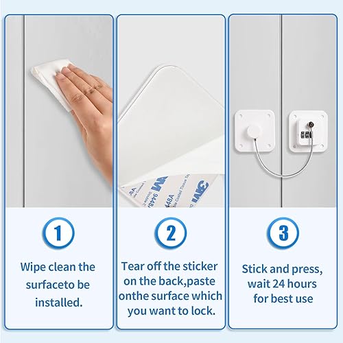 Miniatura 3 de Cerraduras para refrigerador para adultos, paquete de 2 mini cerraduras para nevera para niños, cerradura adhesiva para congelador, cerradura de