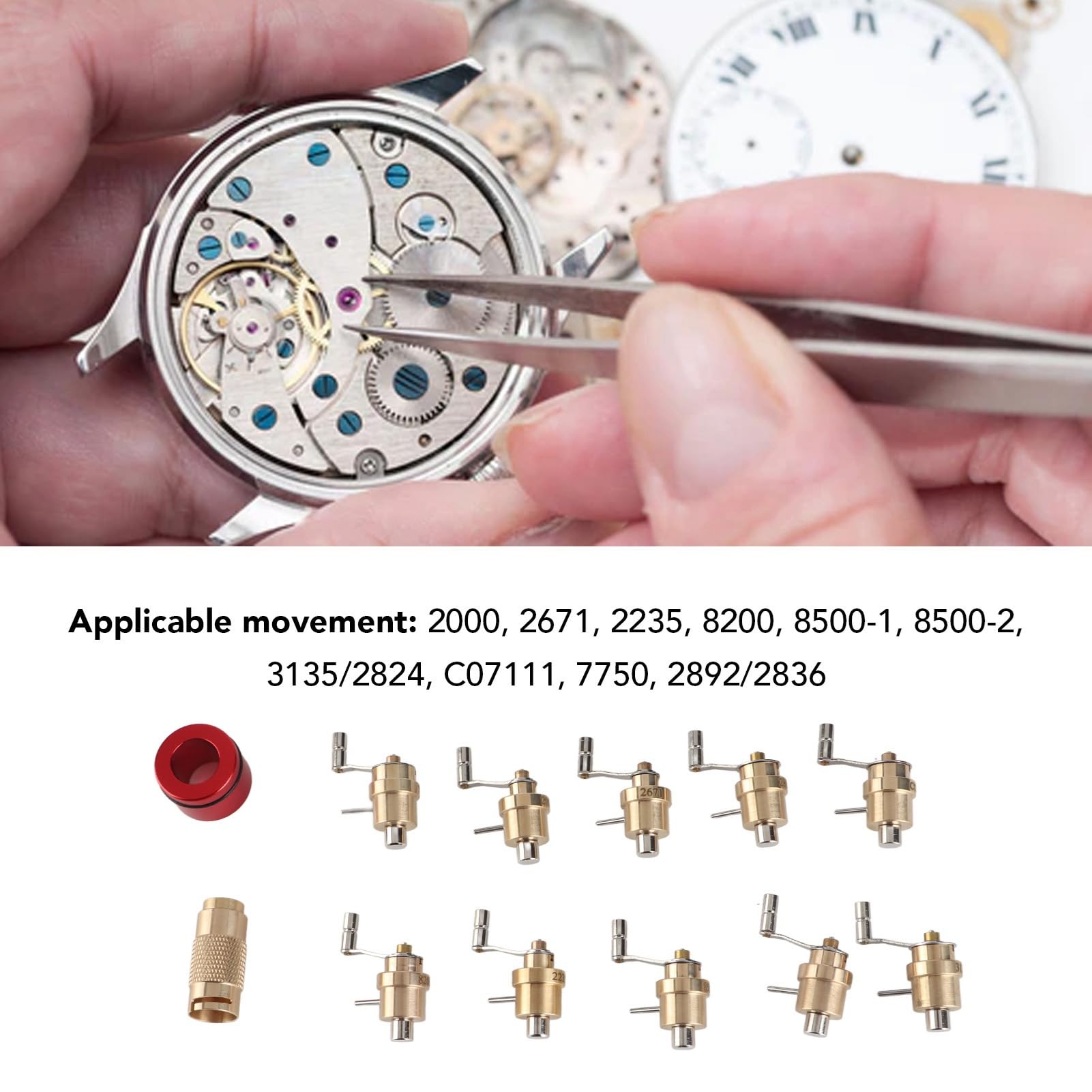 Kit de enrollador de muelle principal para relojes, herramienta de reparación de relojes con piezas completas de latón para enrollador de muelles y reparación de relojes