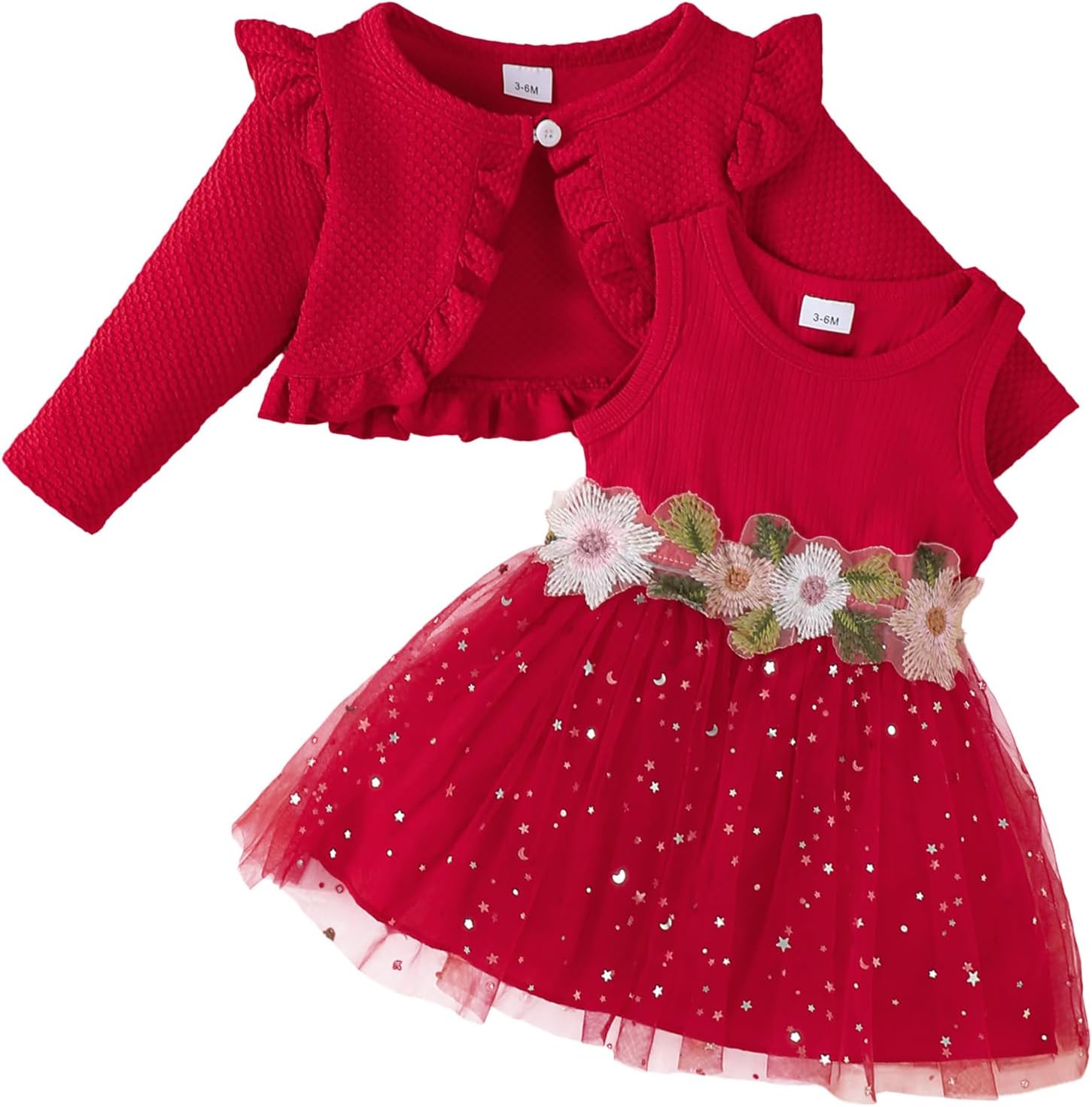 Renotemy Newborn Baby Girl Flower Dress Toddler Tutu Tulle Dress Princess Wedding Birthday Party Dresses for Girls 3M-3T