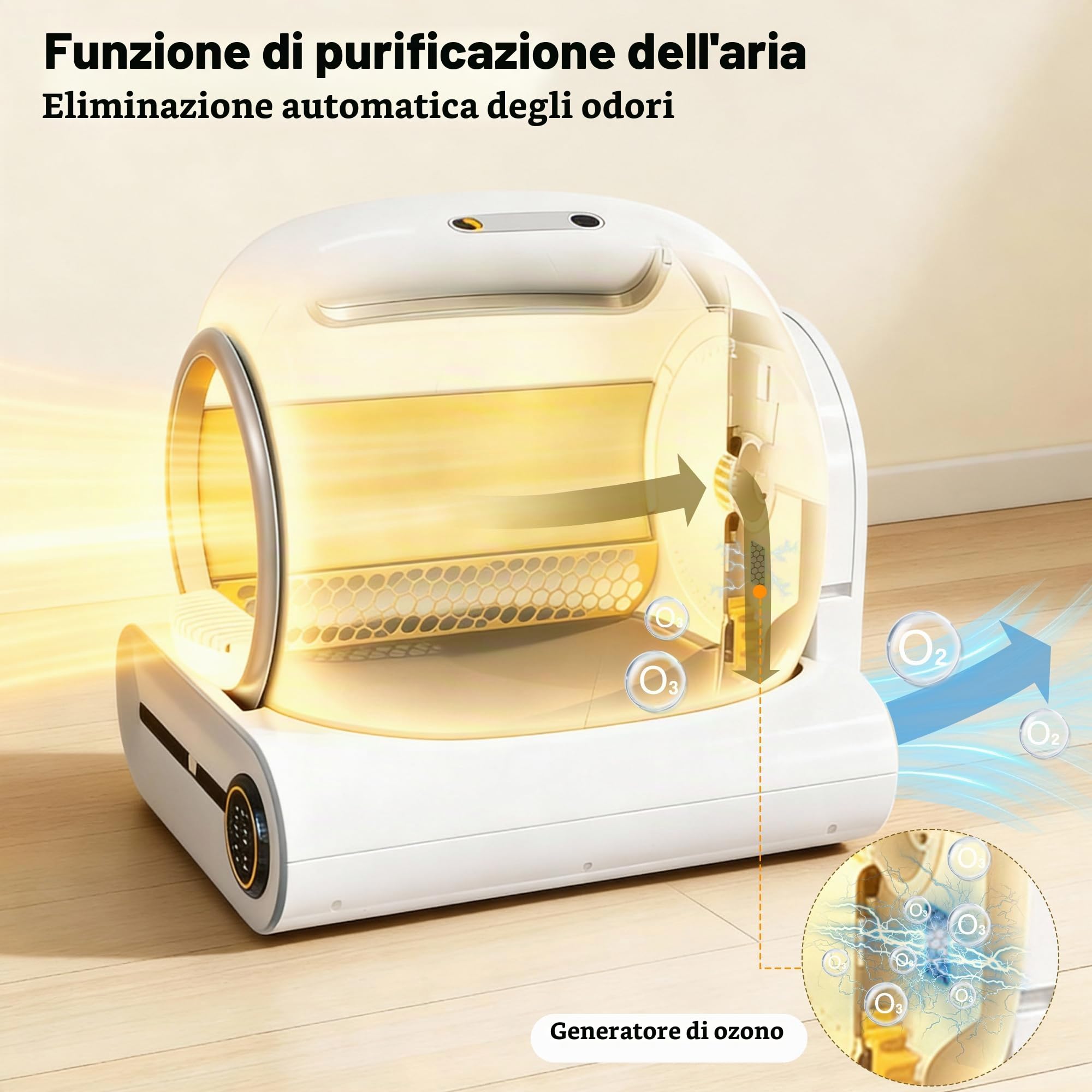 Lettiera autopulente, autopulente, controllo APP/65L Max Capacità/Sensore infrarosso/elimina l'odore, monitorare la salute del vostro gatto, lettiera automatica per gatti per più gatti