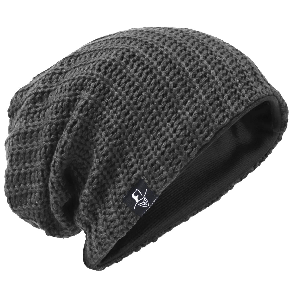 VECRY Men's Slouchy Beanie Knit Rasta Skull Cap for Summer Winter (Ribbed Grey)