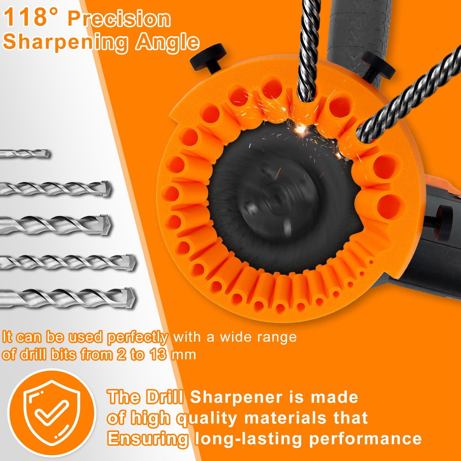 Affilatrice Punte Trapano Con Guanti Drill Bit Sharpener Accessorio per Rettifica punte da trapano Punte Da Trapano Da 2 A 13 Mm Per Rettifica Smerigliatrice Da 125 Mm