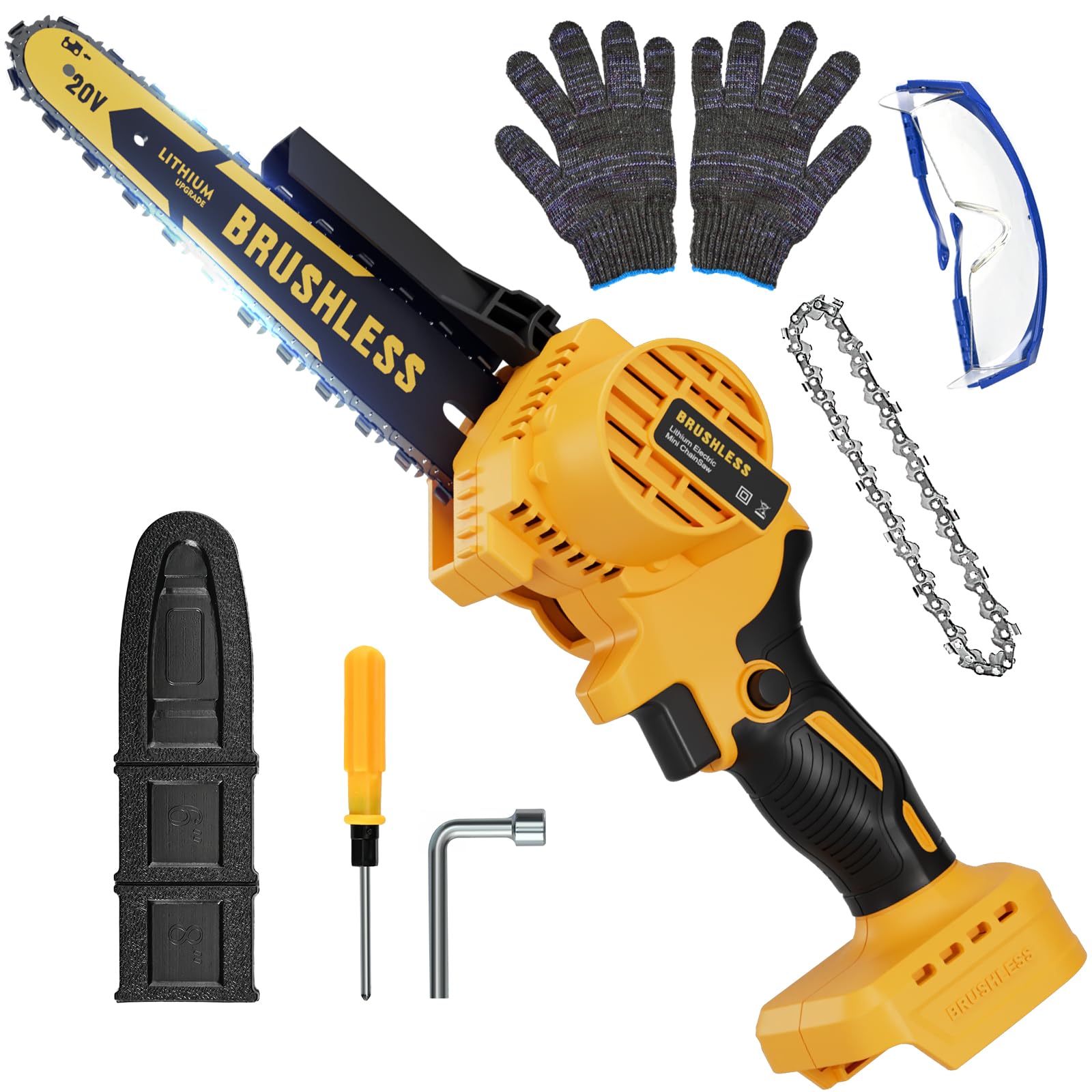 Bezprzewodowa mini piła łańcuchowa 20 cm do Dewalt 20 V MAX zasilana bateriami (bez baterii), elektryczna piła łańcuchowa, bezprzewodowa, przenośna, mała, ładowalna piła łańcuchowa do przycinania