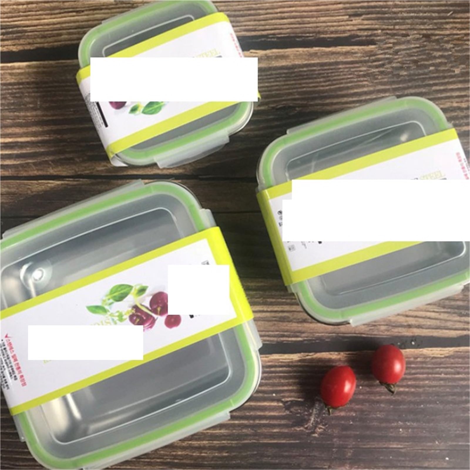 Contenitori per alimenti in acciaio inossidabile 3 pezzi contenitori for alimenti in acciaio inossidabile, scatola for la conservazione degli quadrata, for il pranzo da 400/750/1200 ml