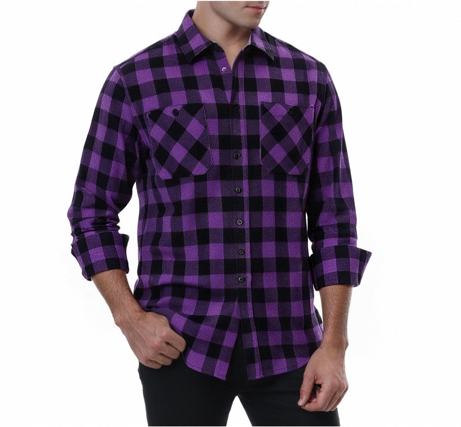 WARHORSEE Flannel Shirt for Men Long Sleeve Button Down Plaid Shirts