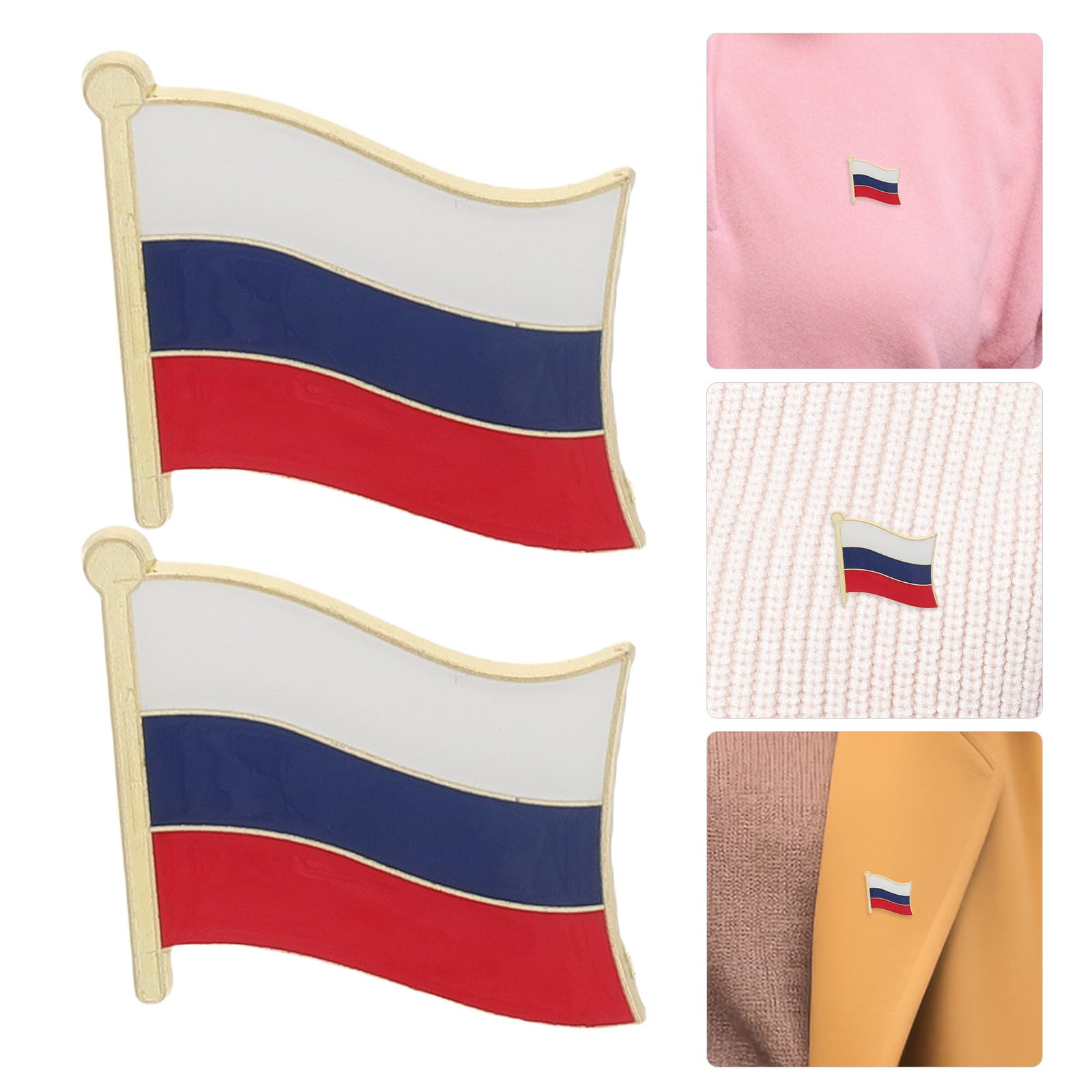 Set 3 Spille Patriottiche Bandiera Russa in Metallo Smaltato, Distintivi da Attività Scolastiche e Eventi