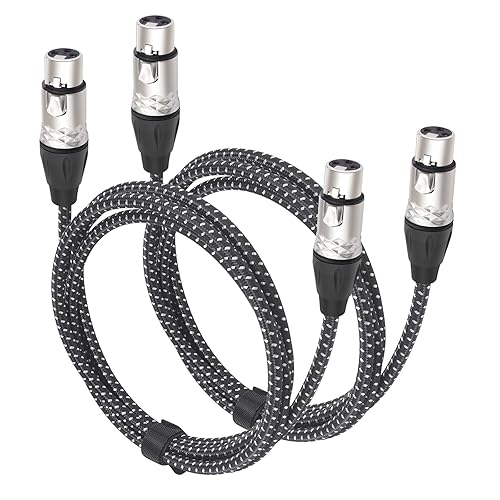 Cable de micrófono XLR hembra a hembra de 6 pies, cables de conexión de micrófono equilibrados de 3 pines, cable DMX XLR hembra a hembra para