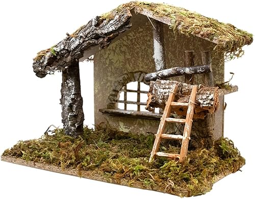 Miniatura 3 de Village Nativity - Juego de armadura estable de madera para Navidad, 12 x 7 x 9 pulgadas, fabricado en Italia