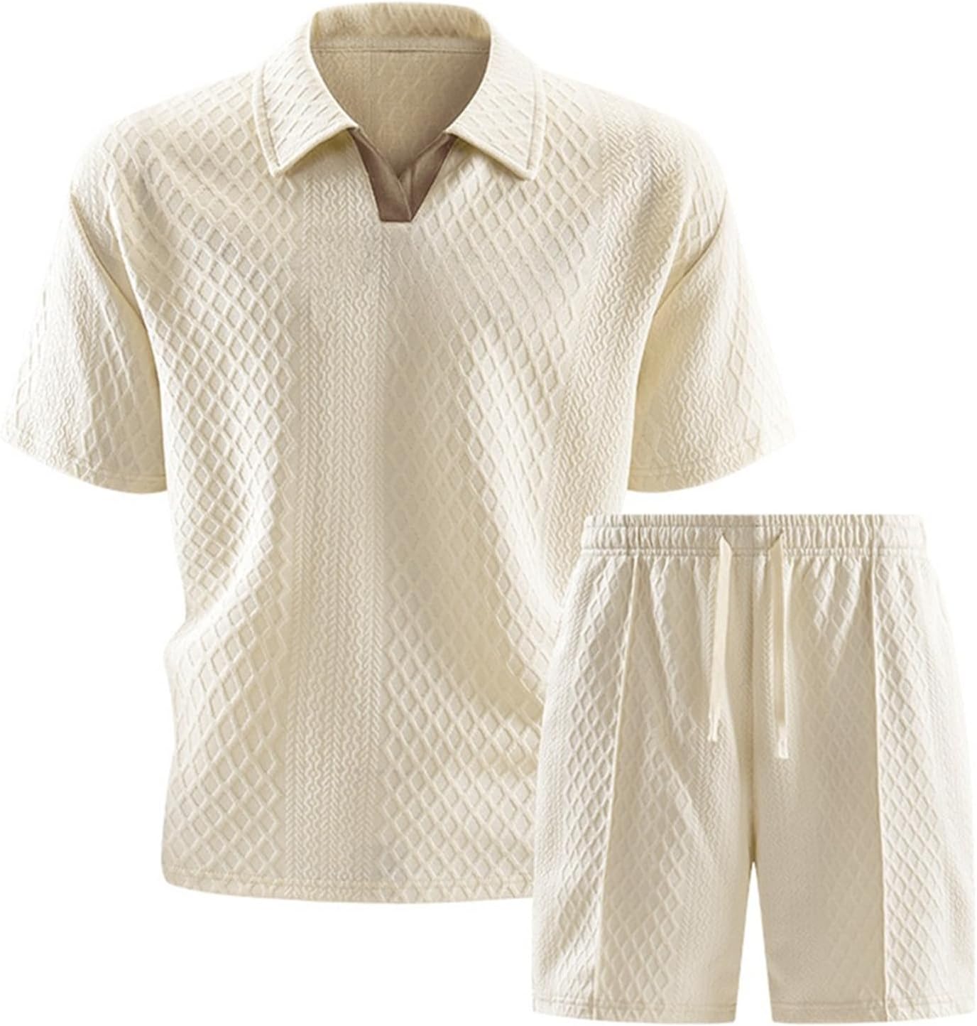 CHUUMEE Men's 2 Pieces Set Short Sleeve Polo Shirt Casual Shorts Summer Beach Matching Outfits