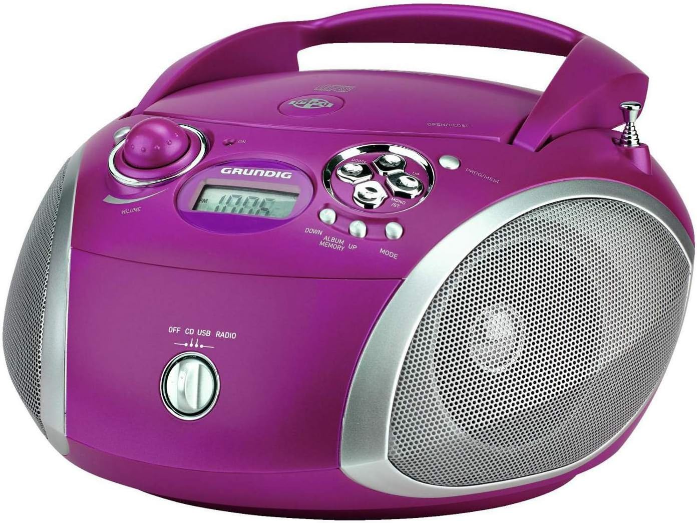 Grundig RCD 1445 Radio (USB 2.0) with CD/MP3/-WMA Playback Purple/Silver