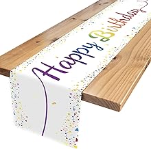 Fosdaling Tischläufer Geburtstag, Bunt Happy Birthday Tischdecke, Geeignet für die Kinder Geburtstags Party Deko von Jungen und Mädchen (Weiß)