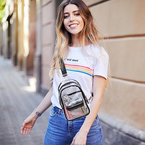 Miniatura 3 de Pequeña bolsa transparente para mujer, cangurera aprobada para estadios, bolsas cruzadas transparentes para conciertos, festivales, viajes,