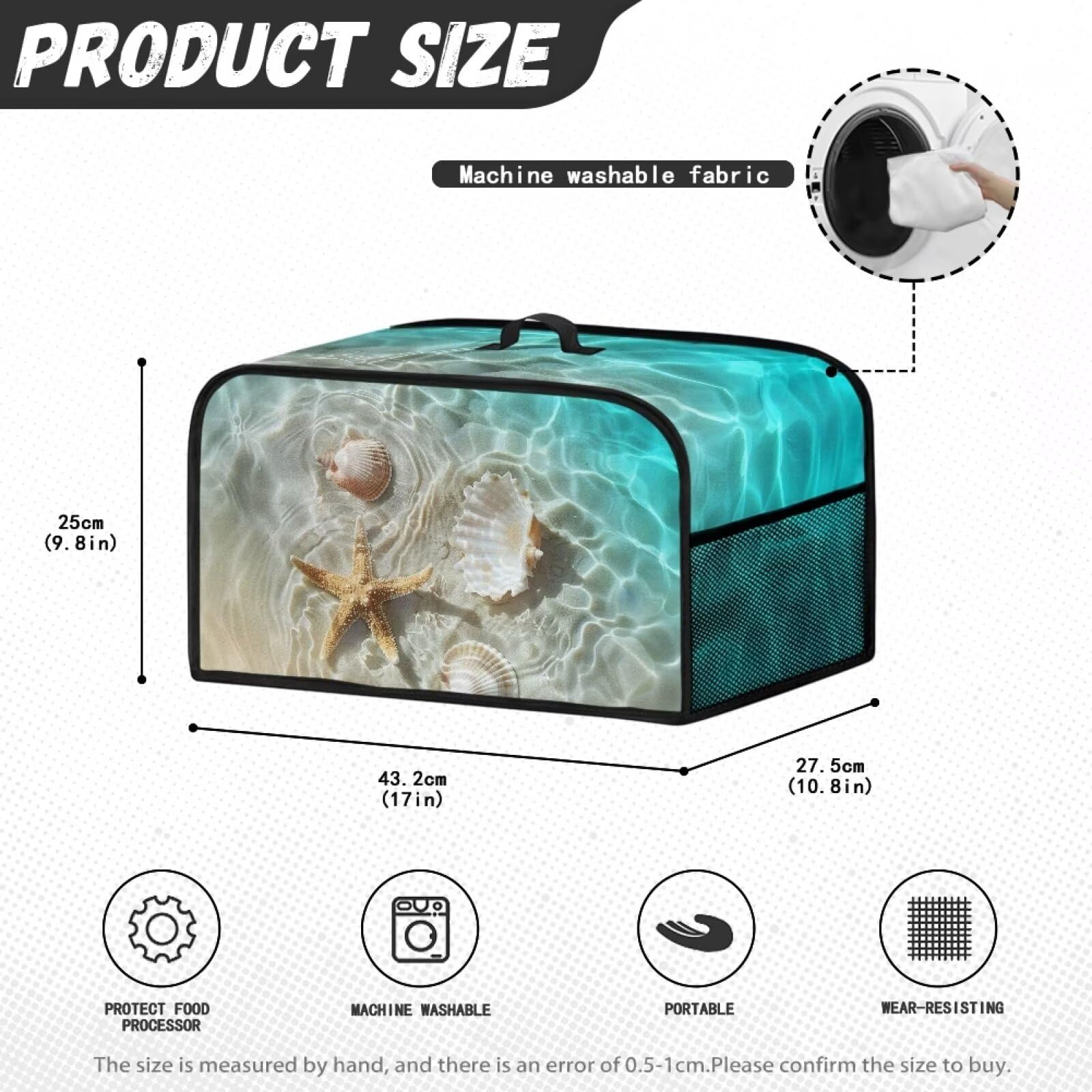 Funda protectora de caracola de estrella de mar de playa para olla de cocción lenta, ovalada, universal, para 6-8 cuartos de galón, ovalada, lavable, antimanchas, antiestática, decoración de 6