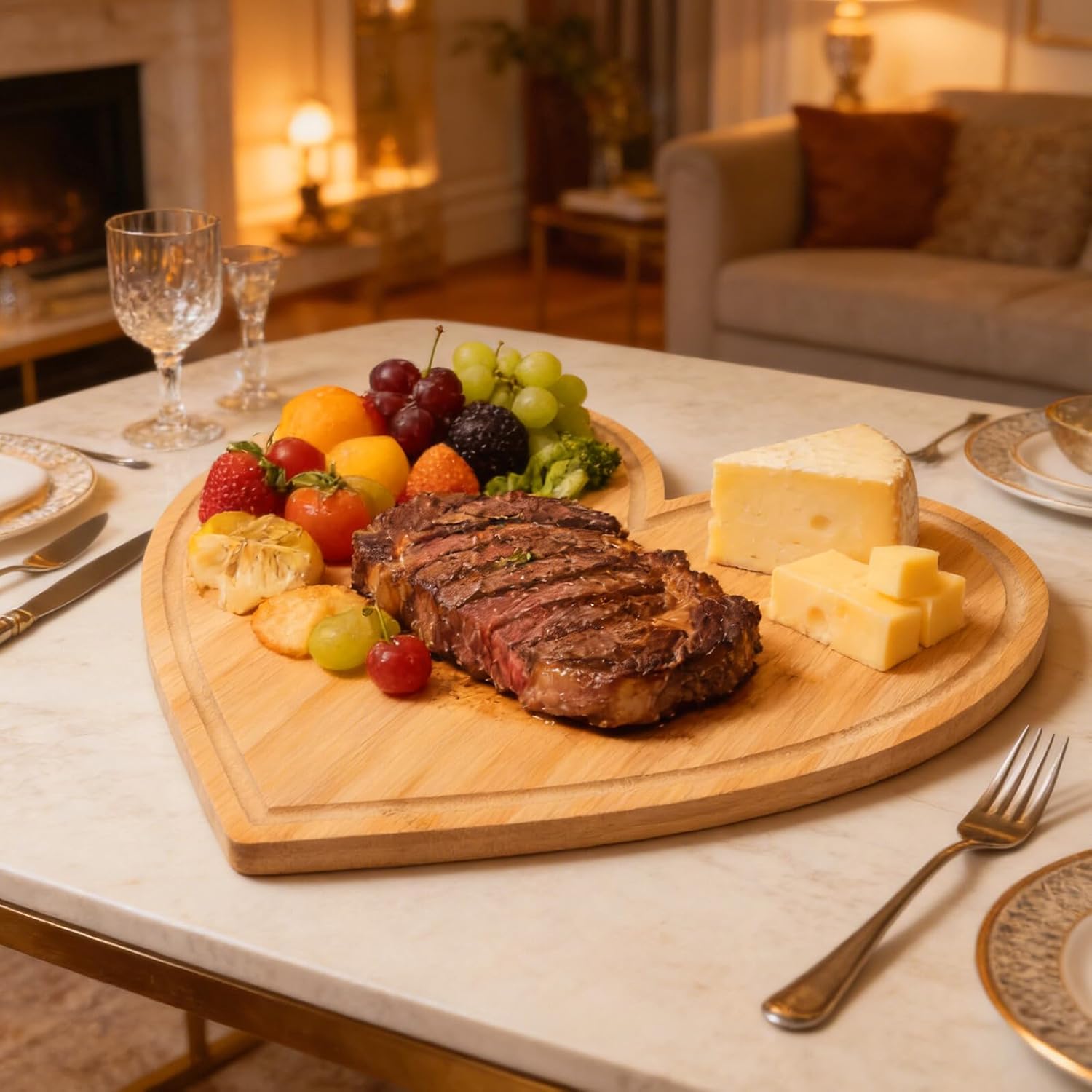 Heart Shaped Cutting Board Set, Small Charcuterie and Cheese Serving Platter, Food-grade, 3pcs Kitchen Vegetable and Meat Chopping Boards for Parties and Home Use