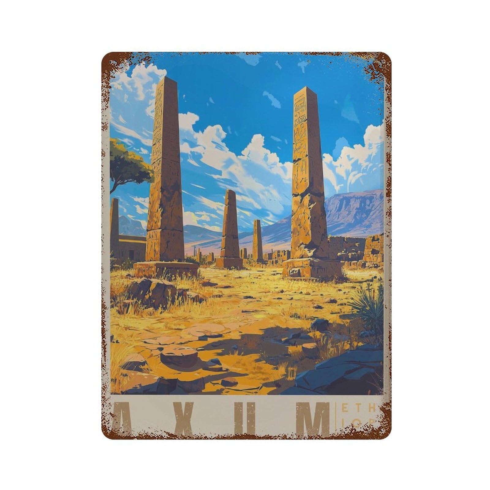 xiaoxiaoshen Axum Ethiopia Travel Stelae Park (2) Wall Decor Art Metal Tin Poster Modern Home Decor Art Home Bar Shop Decorations Vintage Sign 40x30cm