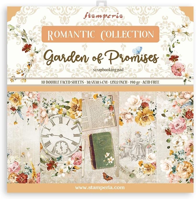 Stamperia International Stamperia-Scrapbooking Pad-Garden of Promises, White, OSFA