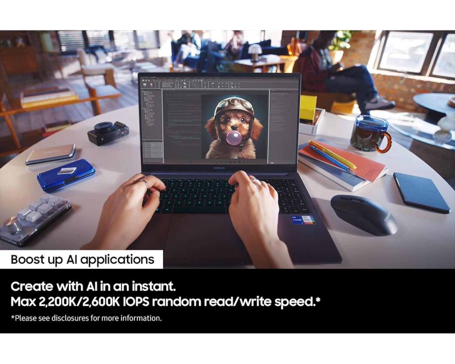 Graphic showing AI applications benefiting from SSD speed