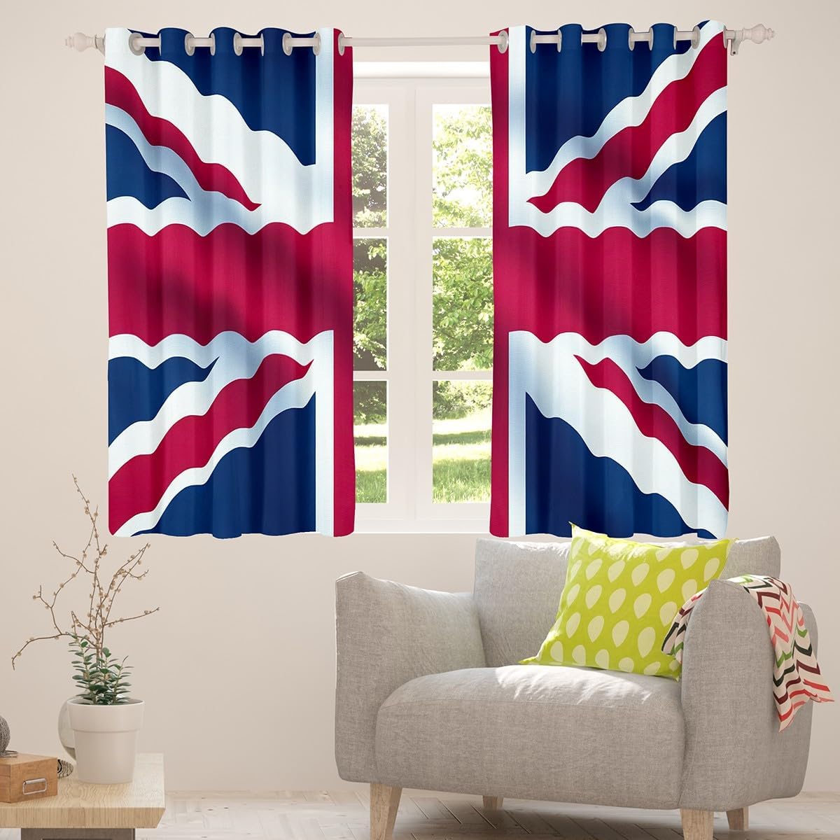 Erosebridal Union Jack Blackout Curtains, Retro United Kingdom Flag Curtains for Kids Boys Girls, Vintage London Insulated Curtains & Drapes, Red Blue England Window Curtains, 2 Panels, 42" W x 63" L