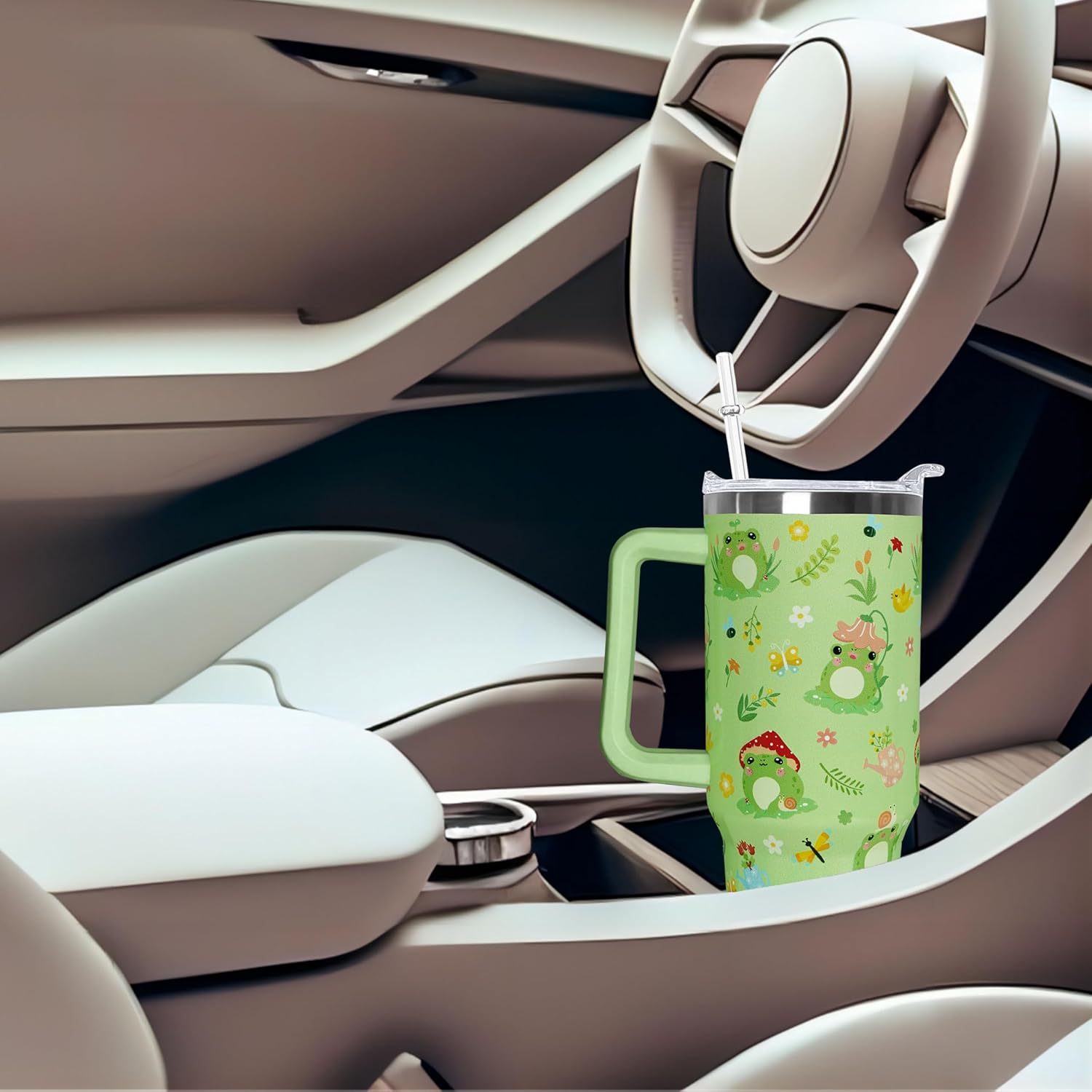 40 oz Frog Tumbler with Handle Straw Lid 40oz Frog Themed Gifts Travel Coffee Cup - Image 6