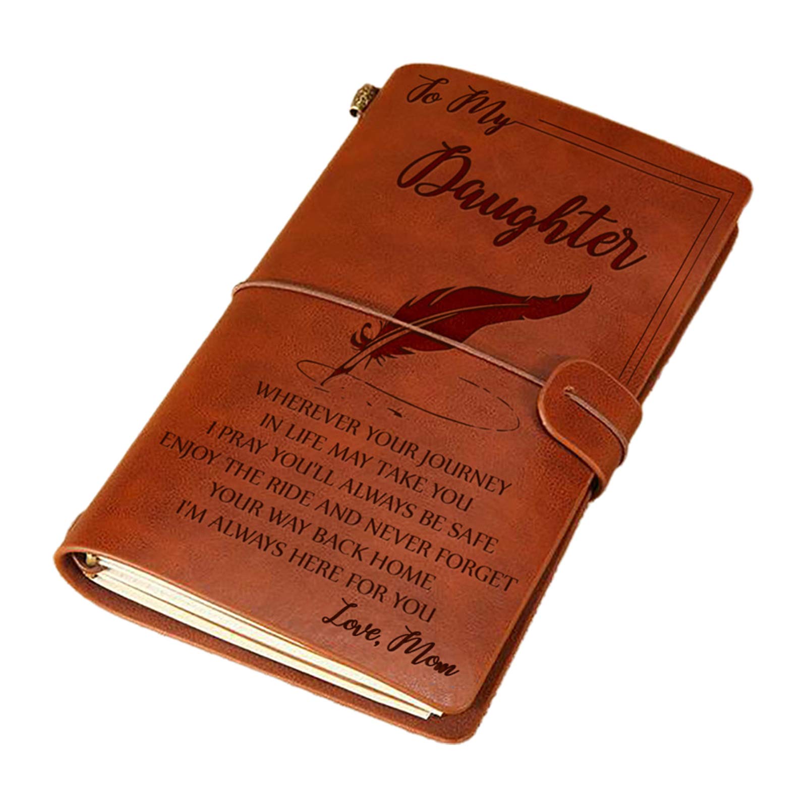 Wowowo Mother To Daughter(As The Picture Shows) Advanced Elegant Handcrafted Diary Notebook Engraved Leather Journal Message Note Book To My Daughter Son Man Wife