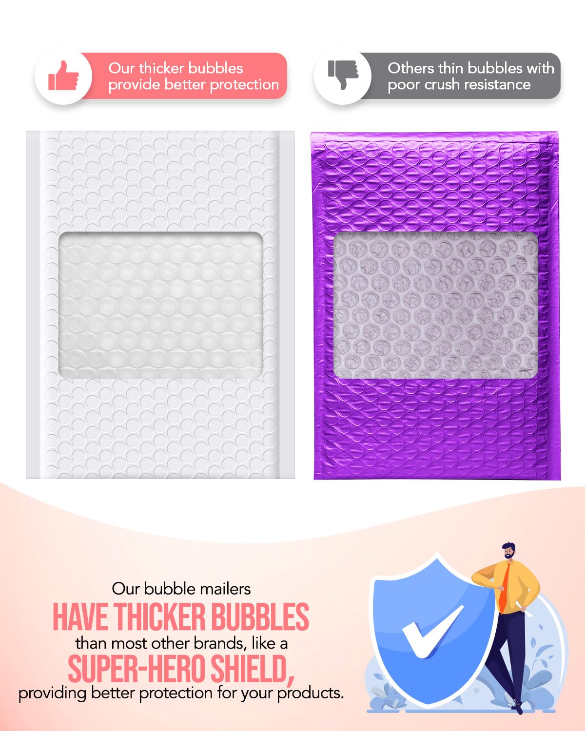 GSSUSA Lot de 100 enveloppes à bulles rembourrées blanches de 15,2 x 25,4 cm - Petits emballages postaux - Sacs d'expédition à bulles - Emballage en vrac - Auto-adhésif - Fournitures professionnelles