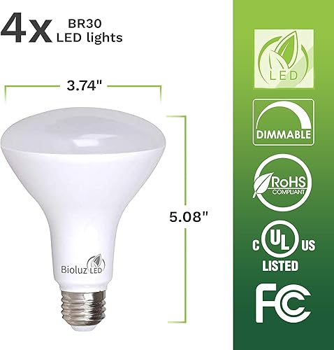 Miniatura 18 de Bioluz LED Paquete de 10 bombillas LED BR30, luces de inundación para interiores 90+ CRI 75 W equivalentes a 9.5 W 4000 K blanco frío 850 lúmenes
