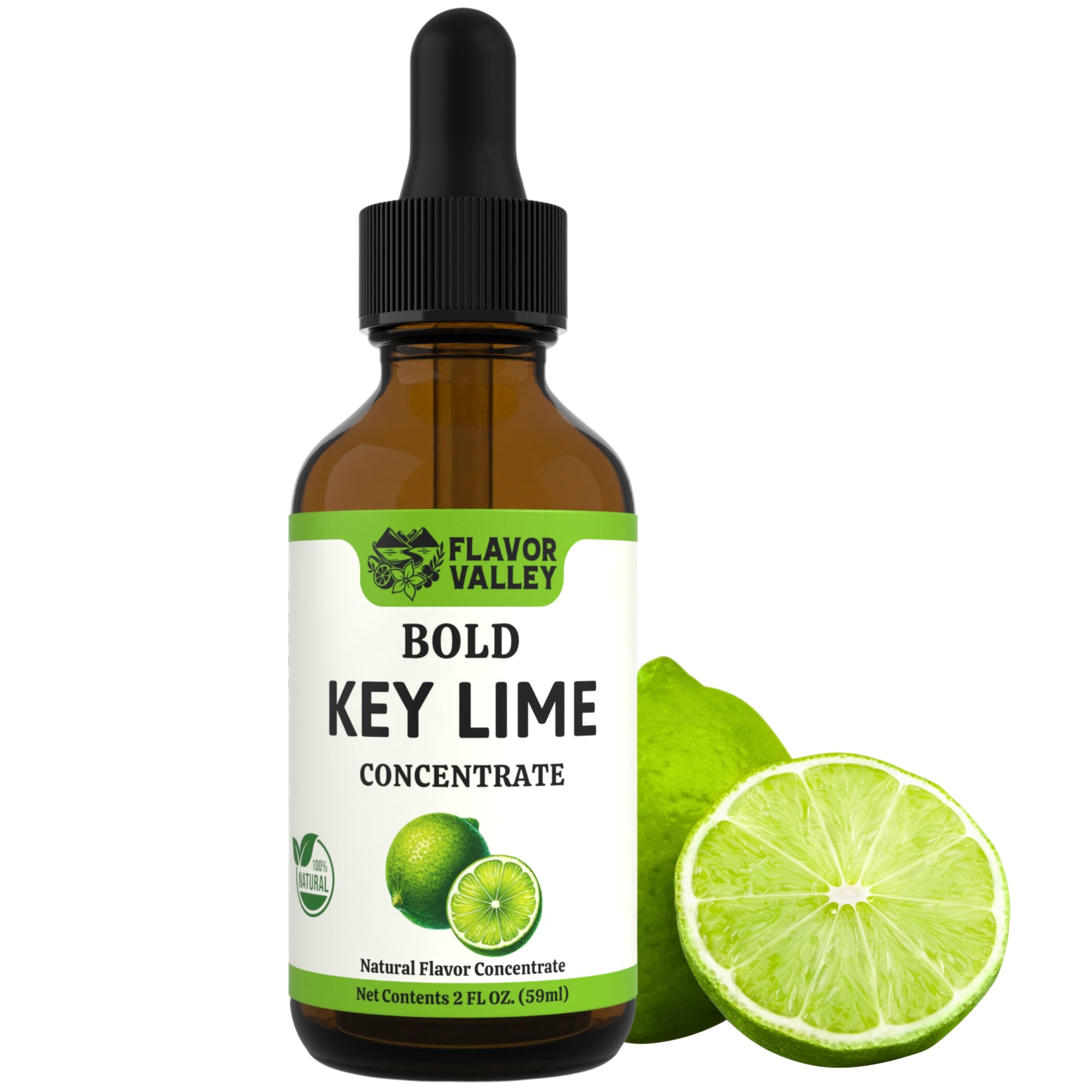 FLAVOR VALLEY Key Lime Concentrate | Flavor Over 100 Drinks, Sodas, Cocktails, Mocktails – Real Key Lime Tang | Non GMO – Craft Your Drinks. Your Way.