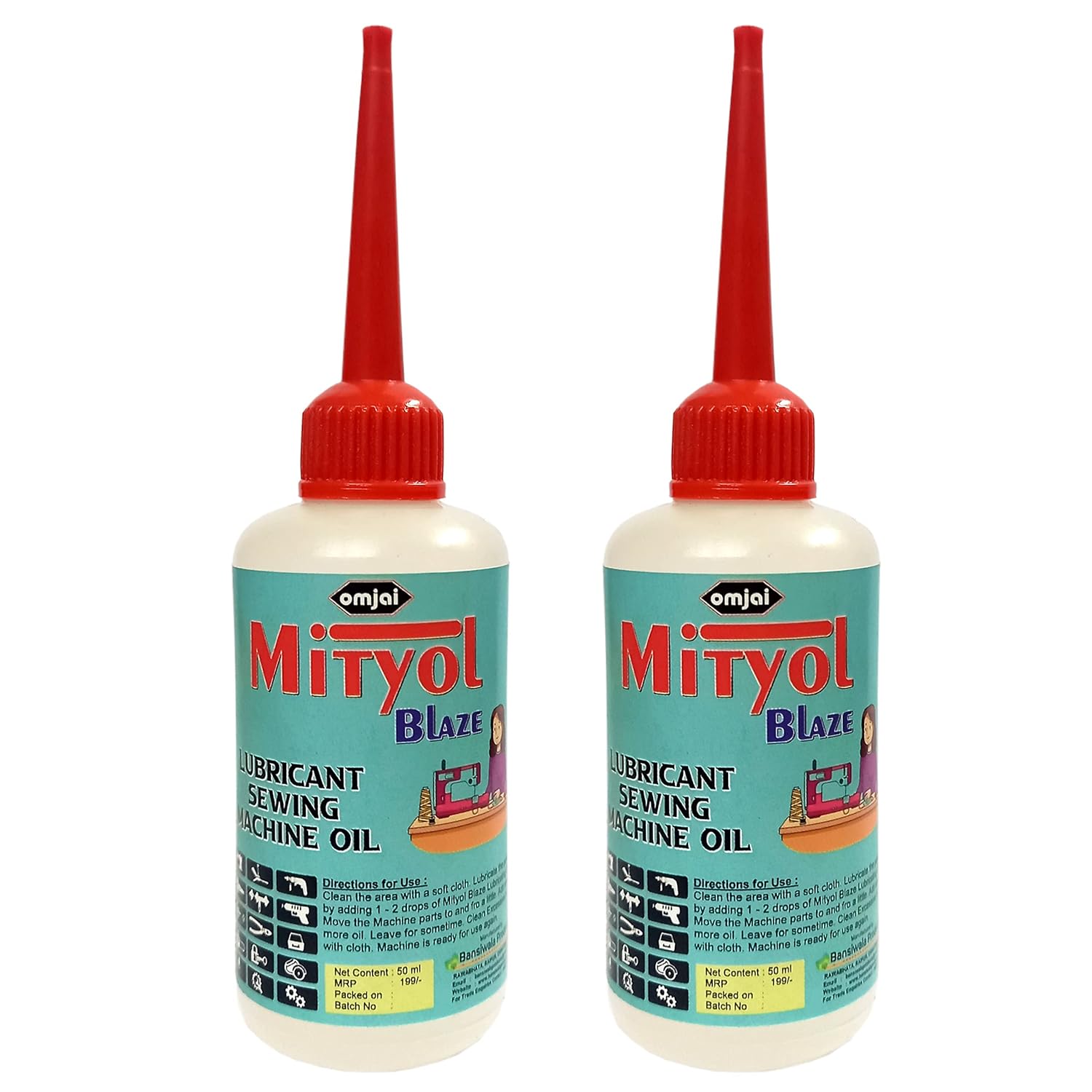 Omjai's Mityol Blaze Sewing and Multipurpose Lubrication Machine Oil, 100 ml (50ml x 2 pc